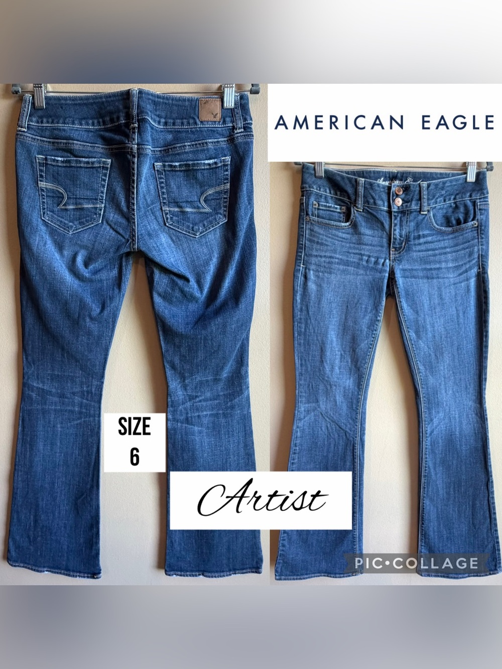 American Eagle Womens Jeans Artist Bootcut 2010 Stretch Low Rise 31” Inseam Sz 6